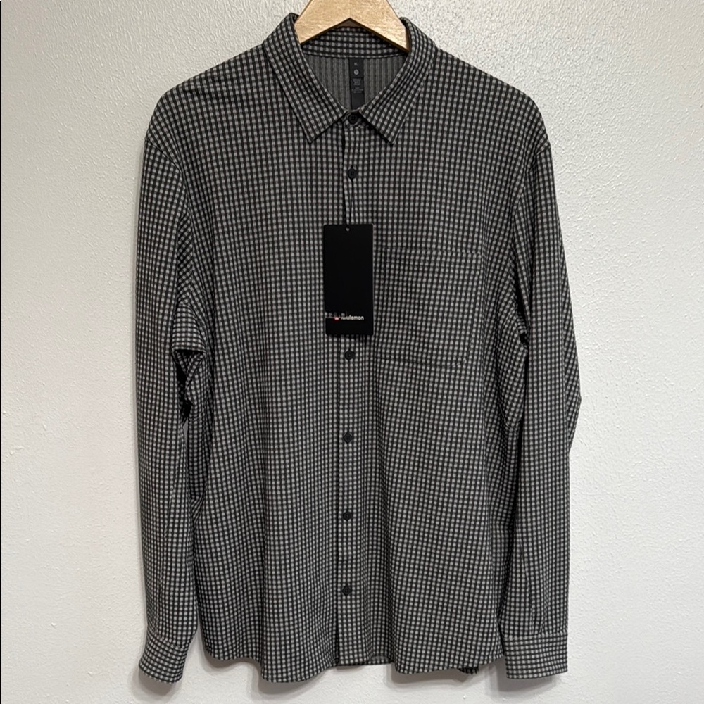 Men's Black and White Checkered Shirt Lululemon